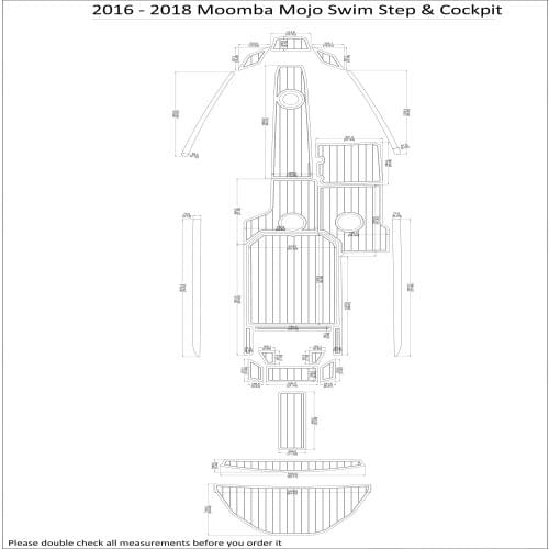 2016-2018 Moomba Mojo Swim Step & Cockpit Pad Boat EVA Teak Decking 1/4" 6mm