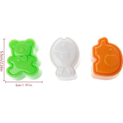 3Pcs/Set Cute Sushi Rice Balls Mold Bear Elephant Fish Baking DIY Cooking Tools