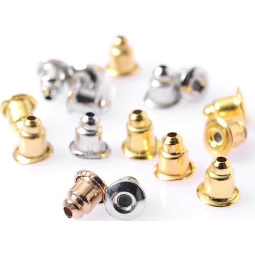 300Pcs/Lot Charm Metal Earring Backs Golden Silver Color Safety Bullet Stopper Rubber Jewelry Accessories DIY Parts Ear Plugging