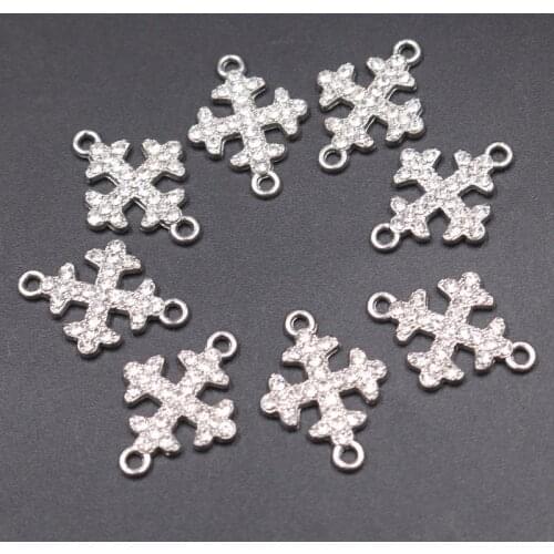 8pcs Handmade Rhinestone Snowflake Cross Connectors Retro Earrings Bracelet Metal Accessories DIY Charm Jewelry Crafts Findings