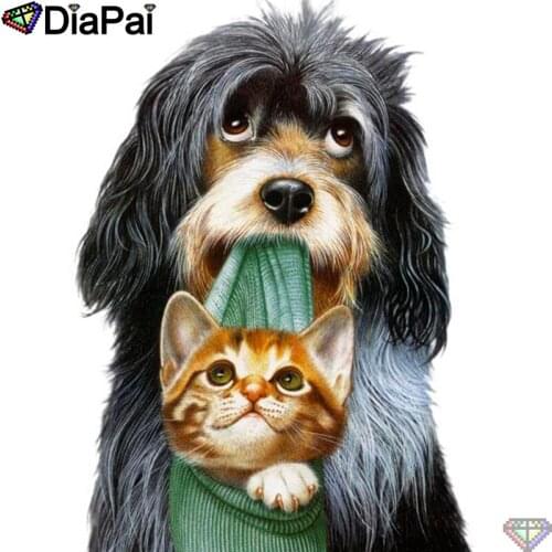 DiaPai 5D DIY Diamond Painting 100% Full Square/Round Drill "Animal dog cat" Diamond Embroidery Cross Stitch 3D Decor A22485