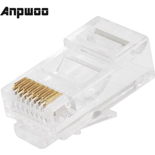 ANPWOO 100Pcs High Quality RJ45 crystal Network Gold Plated Head Adapter