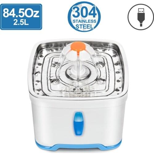 2.5L USB Automatic Cat Dog Water Fountain LED Water Level Display Dispenser with 4 Stage Filters Electric Drinking Fountain
