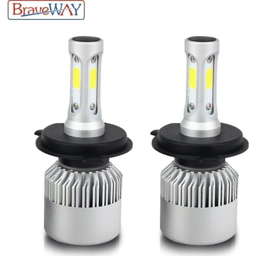 BraveWay 2PCS 6500K H4 LED H7 HB4 H13 9007 9005 HB3 Auto S2 Car Headlight Bulbs 72W 8000LM Car Styling LED automotivo