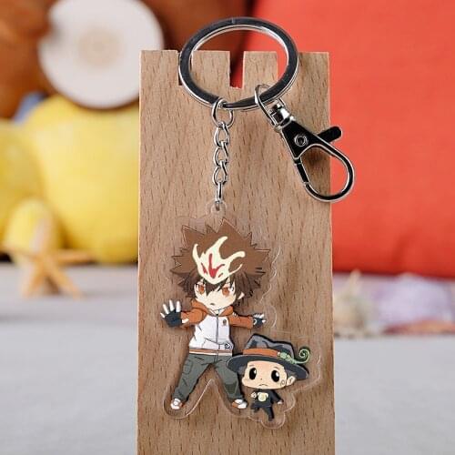 Hitman Reborn Keychain Anime Tsunayoshi Hibari Kyoya Hayato Doubleside Pendant Key Rings