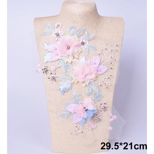 Flower Lace Fabric Lace Applique Collar Trim Patch Tulle Lace Fabric Accessories parches Neckline Collar