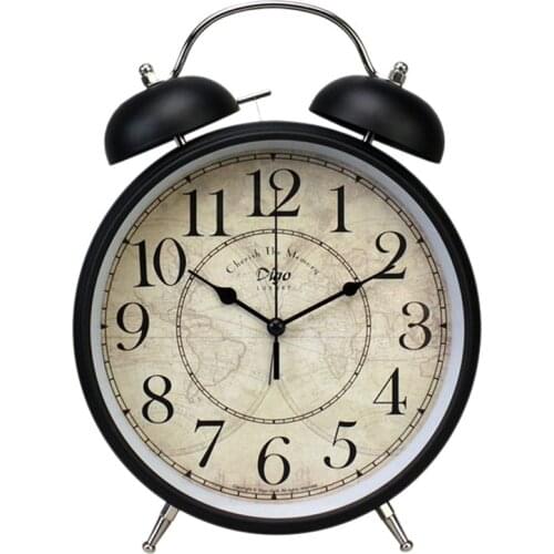 Digo Retro Alarm Clock 8 Inch Battery Quartz Metal Bedside Desk Digital Clocks Decor Table for Home Bedroom Kids Old Man