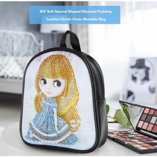 DIY Cartoon Doll Diamond Painting Students Backpack Children School Bags Chain Shoulder Bag Clutch Storage Bag