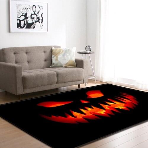 European and American Living Room Area Rug Halloween Pumpkin Skulls Horrified Big Carpets Flannel Boys Room Carpet Mats Rugs
