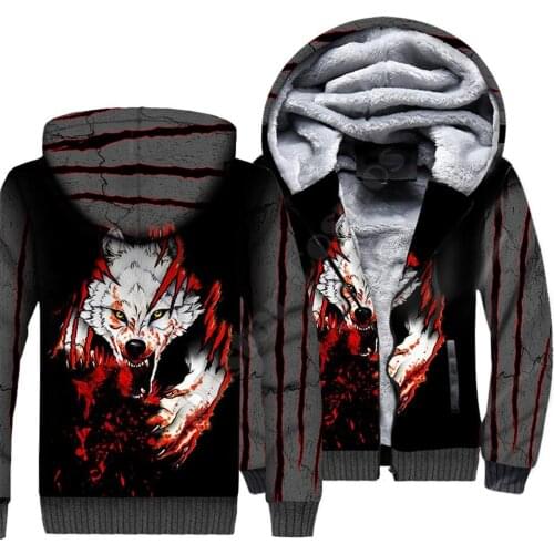 Wolf Animal 3D Printed Fleece Zipper Hoodies Men Women Winter Warm double plus velvet jacket cosplay costumes 02