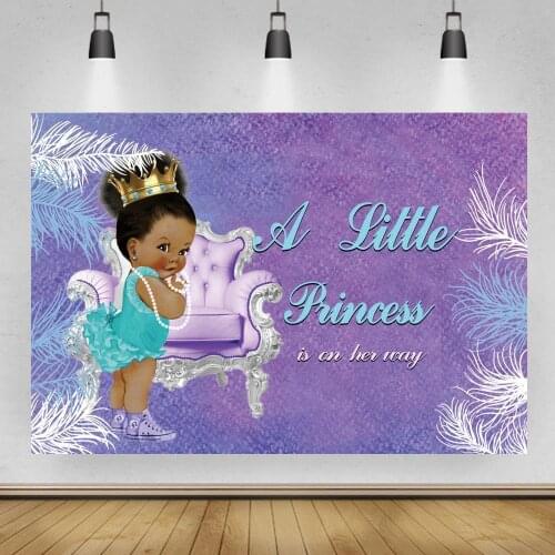 Purple Chair A Little Princess Baby Shower Backdrop Golden Diamond Crown Kids Birthday Party Photocall Banner