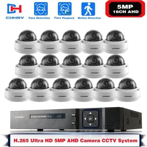HD-TVI AHD 16CH 1080P 5MP DVR Kit 5MP Security Cameras System 16* 5.0MP Day Night Vision CCTV Home Security Kit with 4TB HDD
