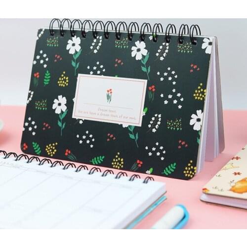 Kawaii Portable Agenda Weekly Plan Spiral Coil Notebook Cute Flower Cat Rabbit Planner Notepad Schhol Supplies Korean Stationery