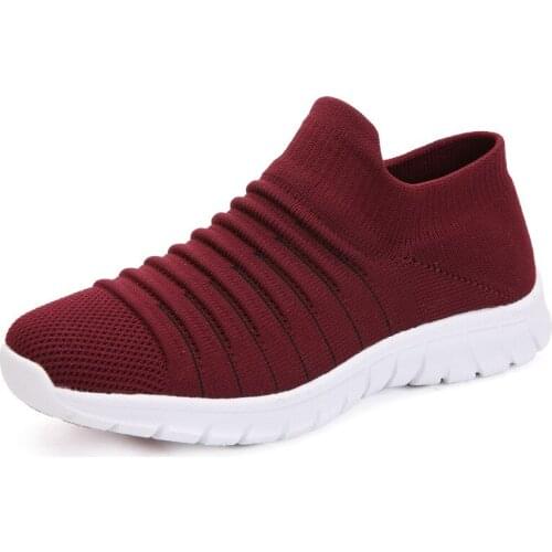 Women Sock Sneakers Breathable Flat Casual Slip On Outdoor Shoes Fashion Walking Non-Slip Lightweight Plus Size 35-42
