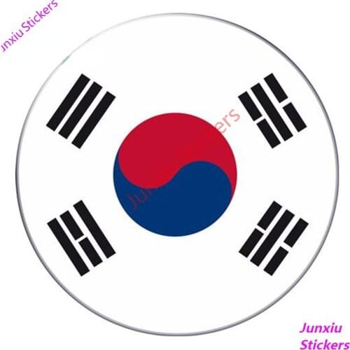 Round South Korea Flag Car Sticker Auto Moto Bike Suitcase Laptop Decal Waterproof Occlusion Scratch Exterior Decor PVC13x13cm