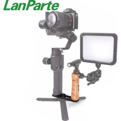 Lanparte Gimbal Side Handle for DJI Ronin S SC for ZHIYUN Crane 3 2 Accessories with Cold Shoe Mount and 1/4 Thread Hole