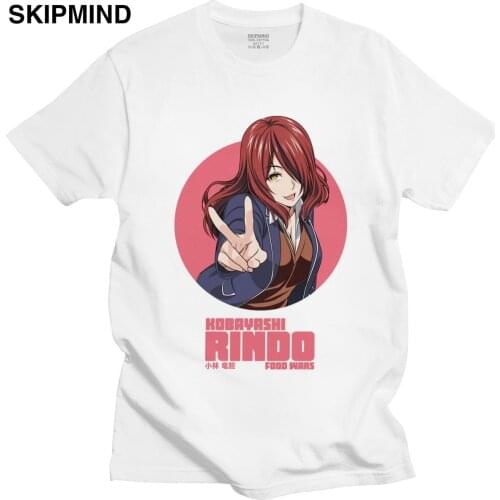 Trendy Mens Rindo Kobayashi T-Shirts Short Sleeved Cotton Tshirt Casual Anime Manga Food Wars Shokugeki no Soma Yukihira Tees