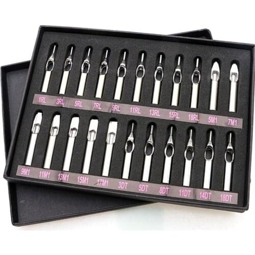 22Pcs /Set Tattoo Needle Tip Stainless Steel Needle Tip Set Tube Clamping Needle Tip Set Gripper Set Tattoo Supply Tattoo Tools