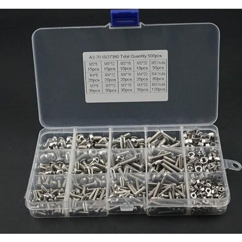 480pcs M2-m4 Screws Set With Storage Box Stainless Steel Hex Socket Head Cap Screw Nut Kit 볼트너트 набор инструментов