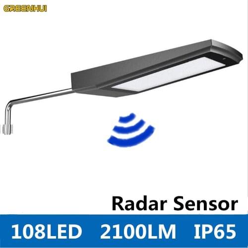 15W 108 LEDs 2100LM Solar Powered Radar Motion Sensor Wall Light Outdoor Waterproof Energy Saving Lamp Street Yard Path Garden