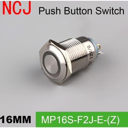 NCJ 16mm Metal Push Button Switch IP67 Alternate & Maintained stainless steel with led lamp 3A