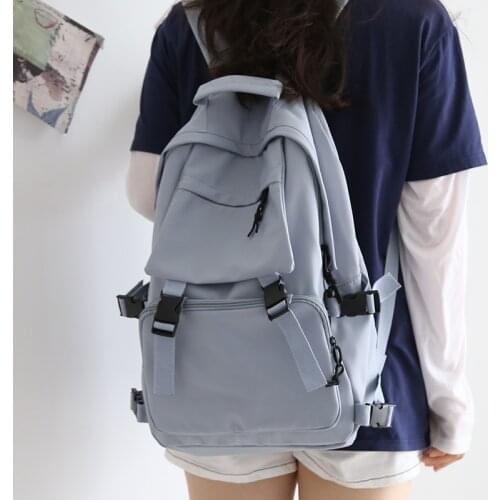 Solid Color Backpack Men Women Large-capacity School Bags for Teenage Girl Female Simple Travel Backpack Ladies Ruckpack Fashion