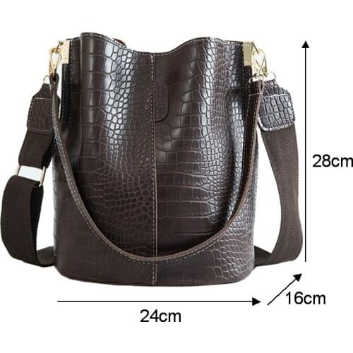 OLOEY Ansloth Crocodile Crossbody Bag for Women Shoulder Bag Brand Designer Women Bags Luxury PU Leather Bag Bucket Bag Handbag