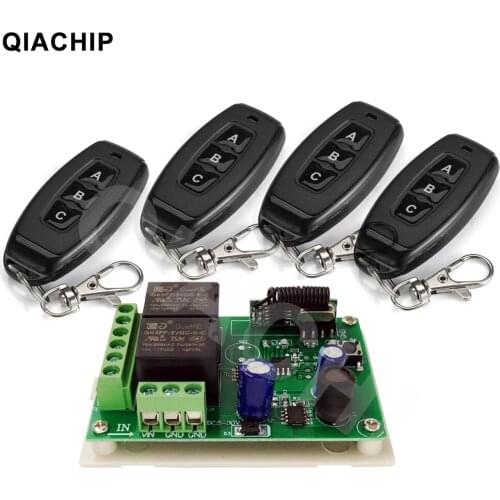 QIACHIP 433.92Mhz Remote control Switch 6V 12V 24V 2CH Relay Module Receiver 1527 RF Transmitter universal Remote Controllor DIY