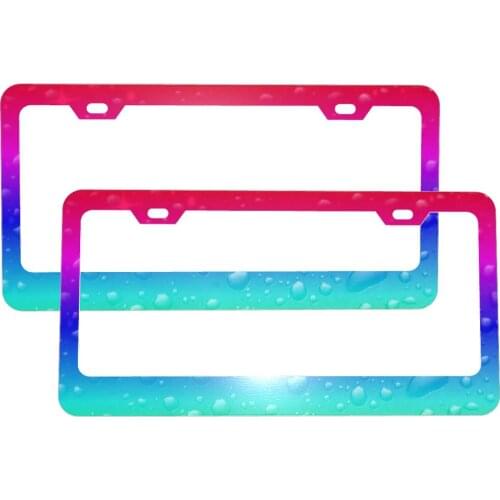 Rainbow Tie-dye License Plate Frame Car Plates Tags Bluish Printed Auto Tag Personalized Car Decoration