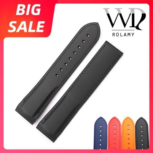 Rolamy 20mm Top Quality Orange Waterproof Silicone Rubber Replacement Wrist Watch Band Strap Belt With Clasp For Omega Seamaster