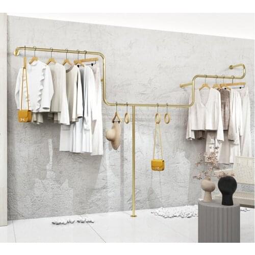 Clothing store display rack womens clothing rack stainless steel titanium clothes rack