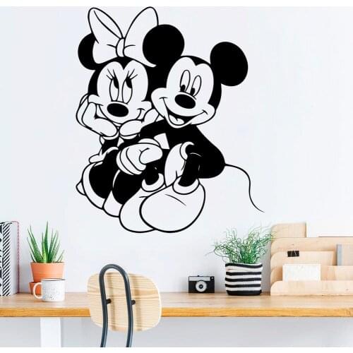 Disney Mickey Minnie Mouse Vinyl Wall Sticker For Kids Room Nursery Baby Bedroom Accessories Decals Decoration Murals Wallpaper