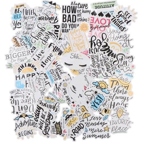 50Pcs Motivational Phrases Quotes Waterproof Stickers For Diy Laptop Skateboard