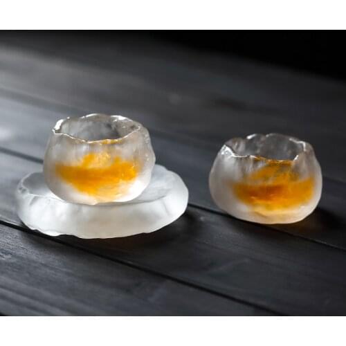 Japan Style High Grade Glass Tea Cup Master Cup Single Handmade Frozen Burning Glass Cups Da Hong Pao Kung Fu Tea Set Gift 50ML