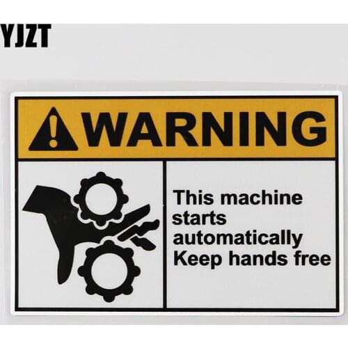 YJZT 13.4CM×8.9CM This Machine Starts Automatically Keep Warning Decal PVC Car Sticker 12C-0141