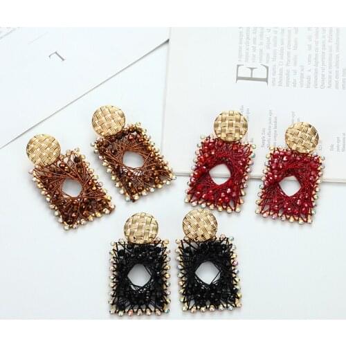 Bohemian womens drop earrings geometry stainless steel bead earrings for women beach vacation summer holiday earrings jewelry