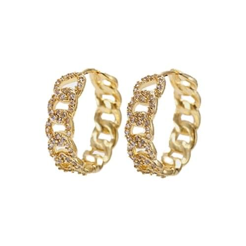Western Jewelry Zircon Link Chain Women Hoop Earrings Zirconia