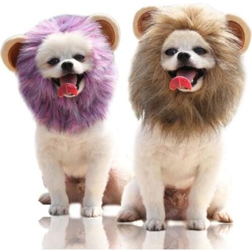 Halloween Pet Dog Lion Mane Wig Hair Christmas Dog Wig Hair Costume Fancy Party Dress Cosplay Funny Hat Cap Pet Dress up