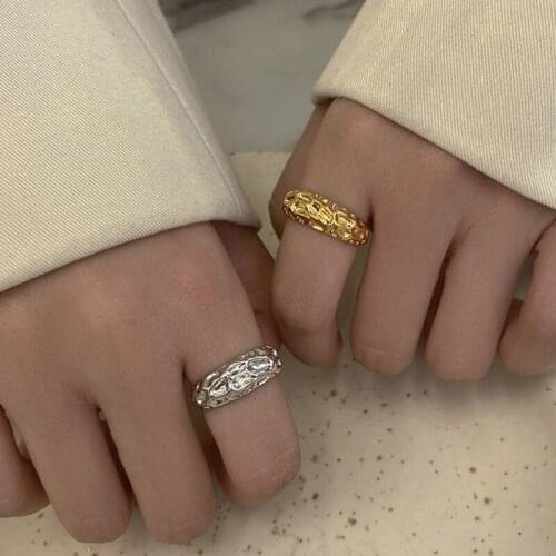 VENTFILLE 925 Sterling Silver Rings For Women Dots Bump Female INS Simple Handmade Opening Finger Fashion Jewelry For Couple