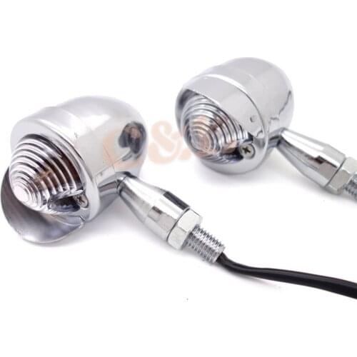 ZORBYZ Universal Motorcycle Chrome Metal Clear Lens Retro Bullet Hat Turn Signal Indicator Blinker Light For Harley Cafe Racer