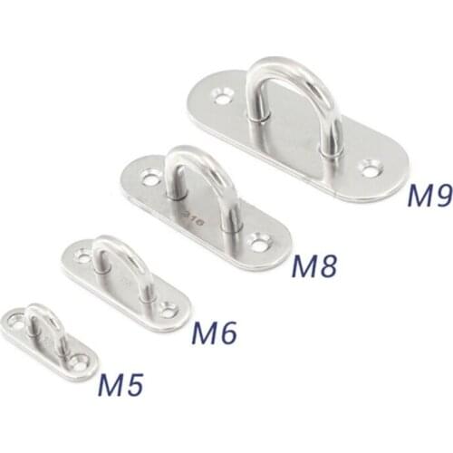 1pcs Pad Eye Plate with Enclosed Hook 316 Stainless Steel Staple Ring Hook U-Shaped Hardware for Boat Swing