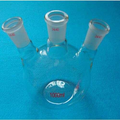 1000ml,3-Neck,24/40,Flat Bottom Glass Flask,Three Neck,Laboratory Boiling Vessel