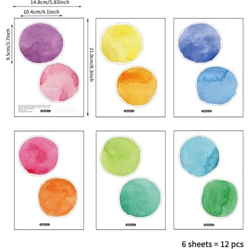 12pcs Watercolor Large Dots DIY Wall Sticker for Living Room Bedroom Background Mural Decals Dorm Office Home Decoration Funny