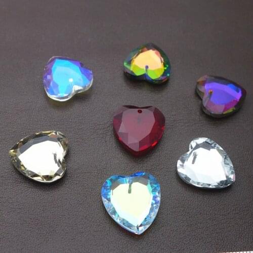 18mm crystal rainbow/metallic/AB flat face heart/love shape glass charms jewelry DIY pendants accessories free shipping 20pcs