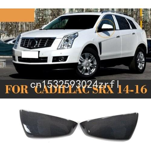 2pcs Carbon Fiber Side Door Wing Mirror Replacment Cap Cover Fit For Cadillac SRX 2014-16