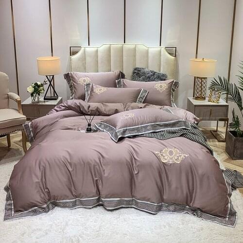 2020 Luxury Egypt Cotton Elegant Classic Bedding Set Embroidery Duvet Cover Bed Sheet Pillowcases Queen King Size 4Pcs