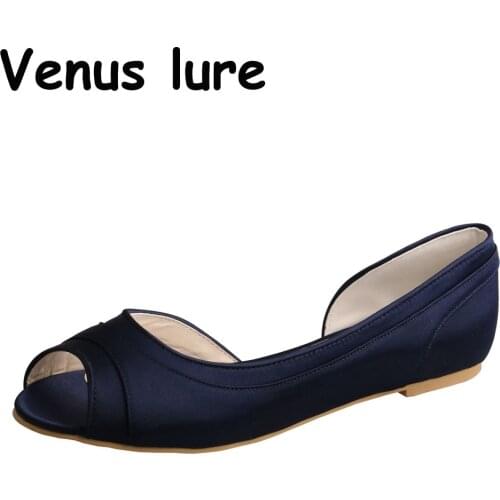 23 Colors Womens Shoes Navy Blue Peep Toe Satin Comfortable Wedding Bridal Dress Formal