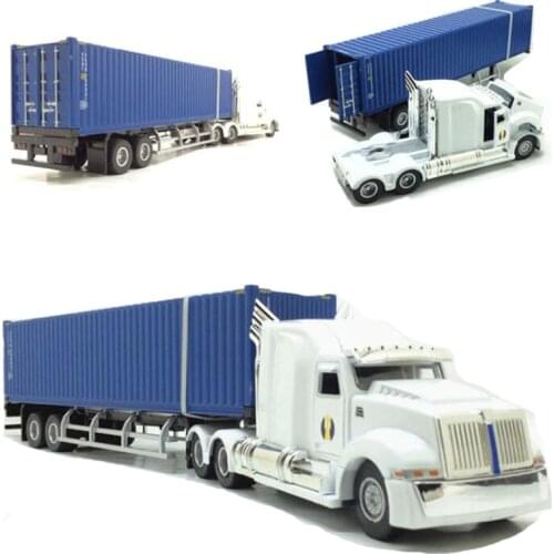 31.5CM 1:43 Scale Alloy Metal American Transport vehicle Truck Trailer Container Diecast Model Engineering Vehicle Kid Gift Toy