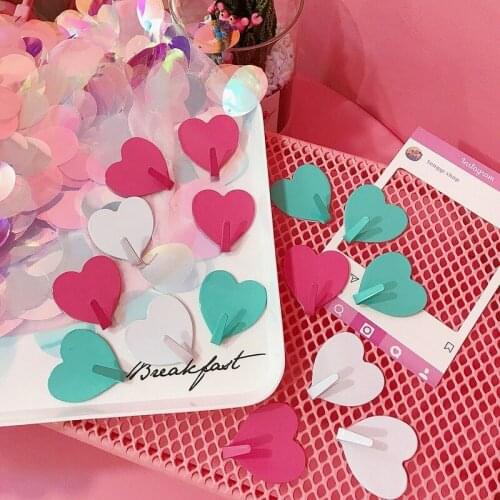 4pcs Self Adhesive Stainless Steel hanger Korea Style Cute Sweet Heart shape Sticky Hook Bathroom Kitchen Towel Clothes Hook new