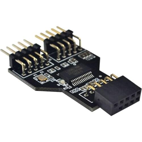 9 Pin USB Header Female 1 to 2 Male Board 9-Pin USB HUB USB 2.0 9 pin Connector Adapter for NZXT Liquid Cooling for RGB Splitter